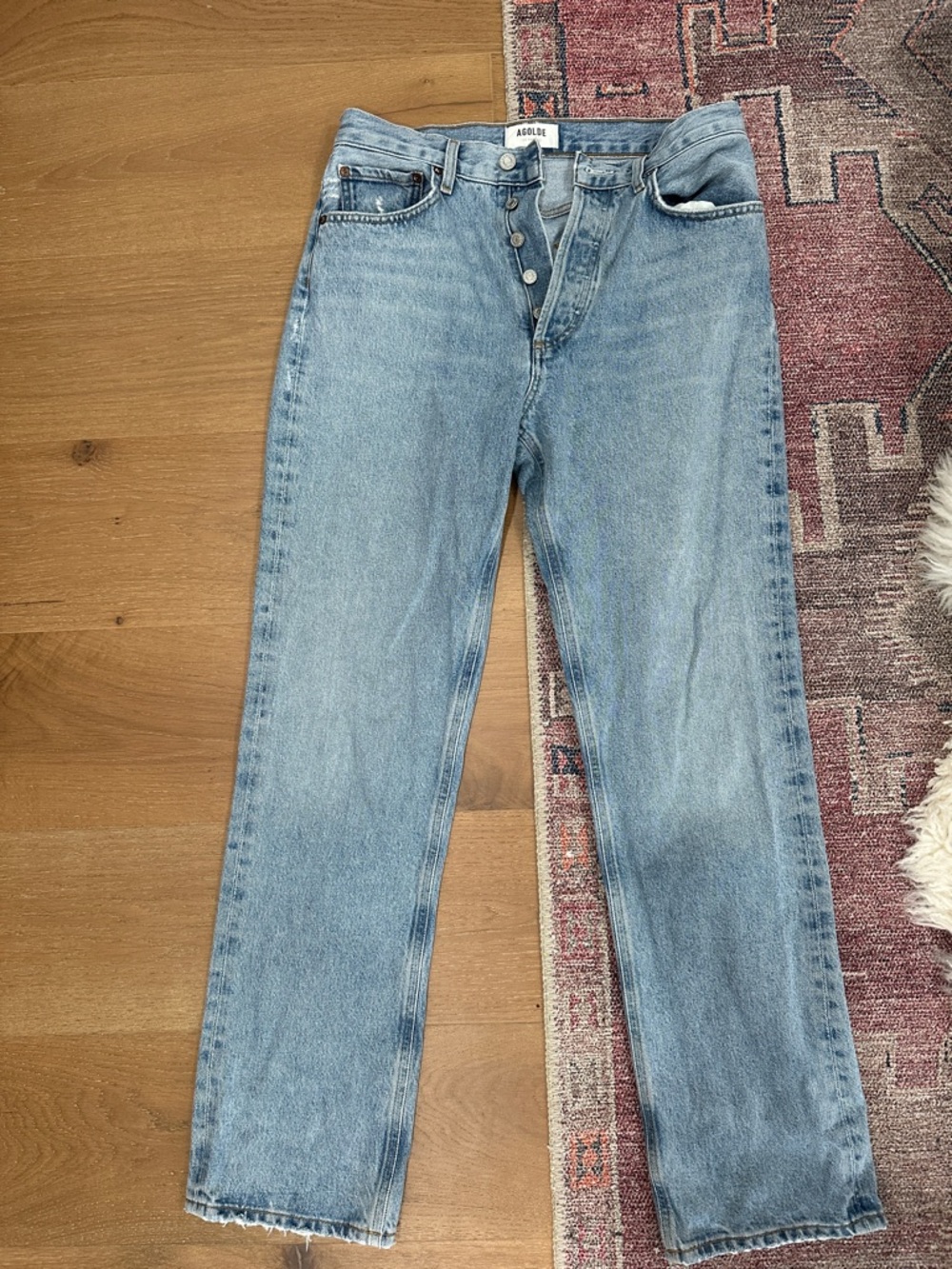 Agolde Light Wash High-Rise Straight Leg Jeans